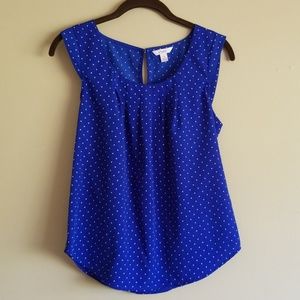 Blue sleeveless blouse